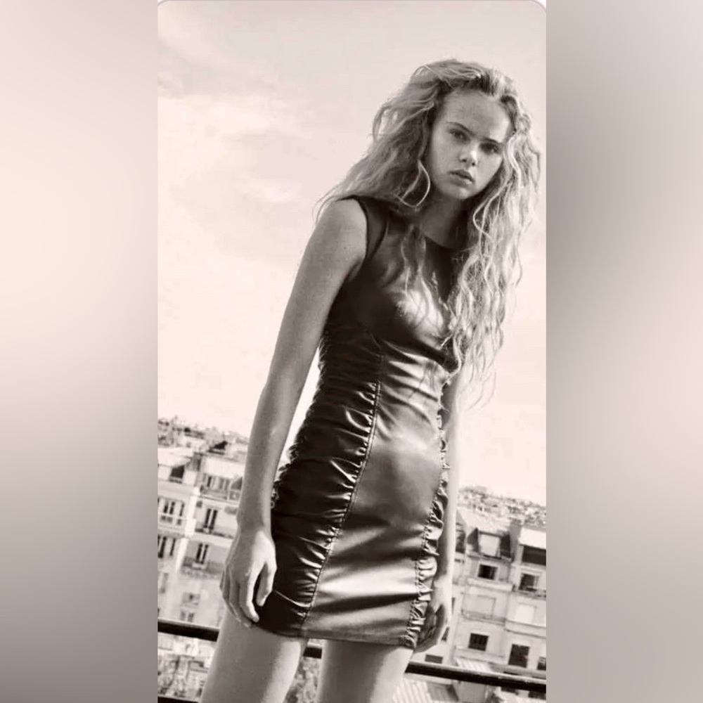 Zara Faux Leather Ruched Dresses